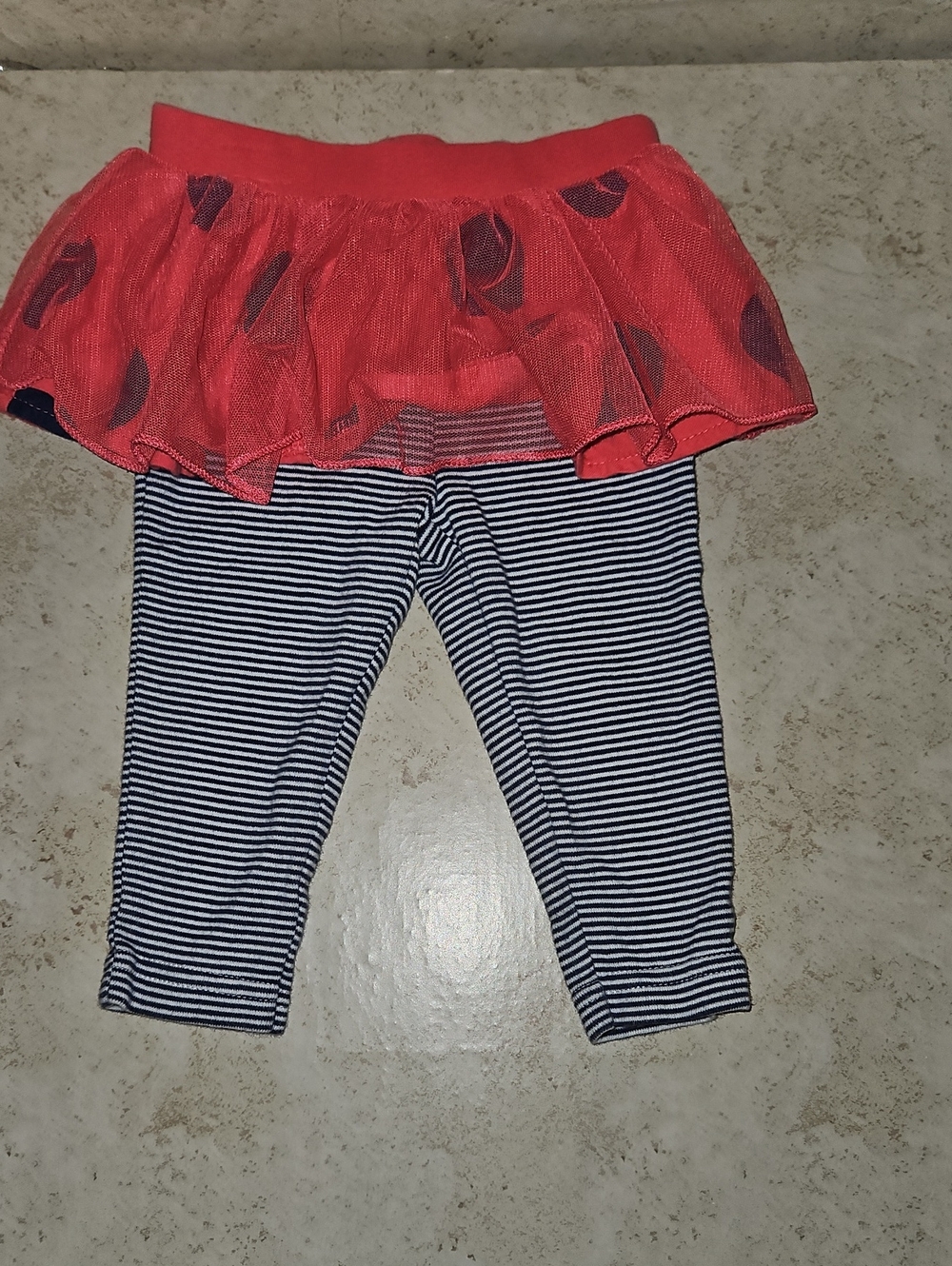 Pink Tulle Skirted Leggings for Kids - Stripe Print
